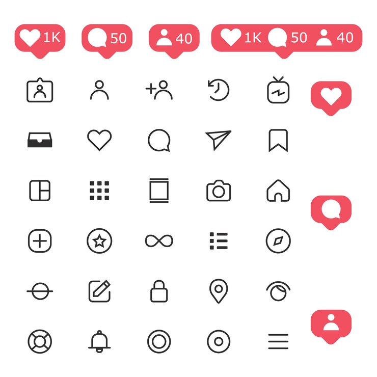 Een set Instagram-iconen
