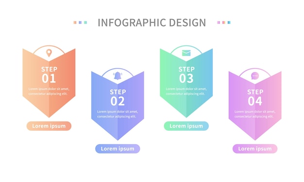 Vector een set kleurrijke infographics met de stappen naar stap 3.