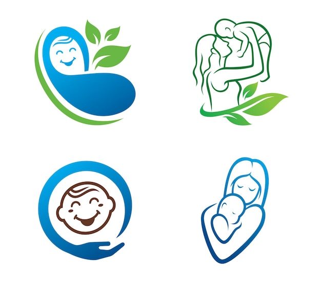 Een set logo's voor een babyverzorgingsbedrijf