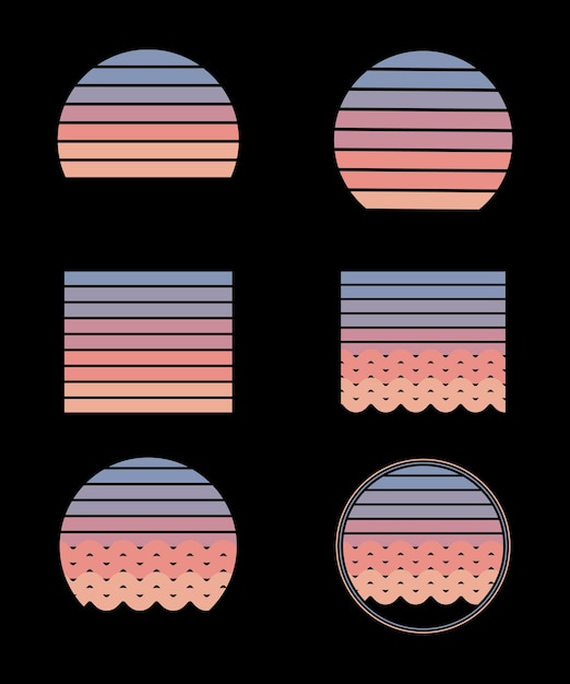 Een set logo's voor een bar met de naam sunset