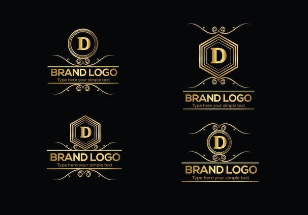 Een set logo's voor een bedrijf genaamd brand.