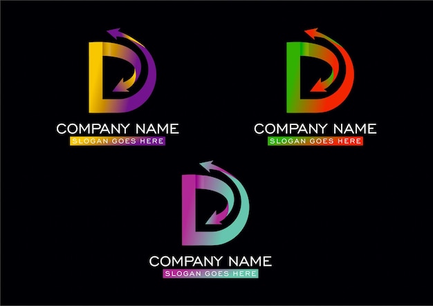 Een set logo's voor een bedrijf genaamd d.