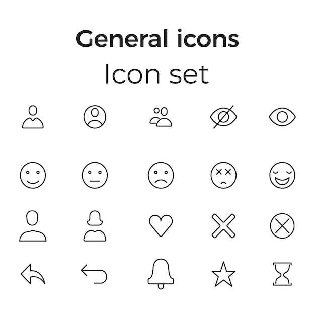 Een set pictogrammen voor algemene pictogrammen