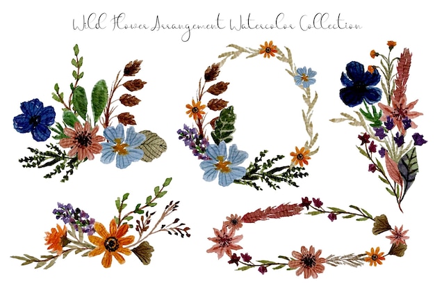 een set prachtige handgeschilderde aquarellen van wilde bloemen