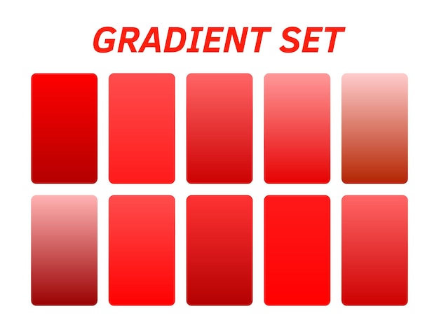 een set rode vierkanten met verschillende kleuren en het woord gradiënt