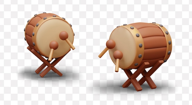 Een set speciale trommels voor de moskee Een enorm muziekinstrument op de stand