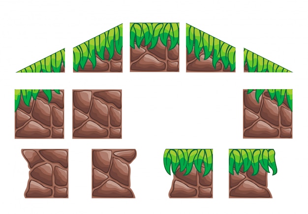 Vector een set tegelset voor het maken van 2d-gamemuren en -achtergrond