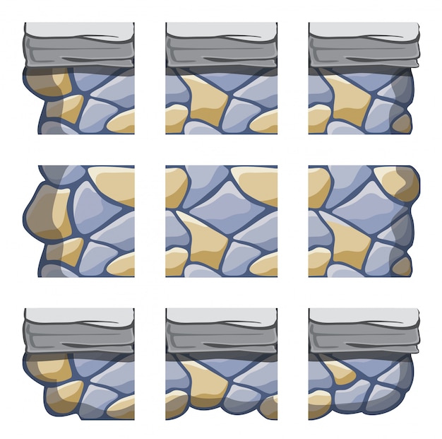 Vector een set tegelset voor het maken van 2d-gamemuren en -achtergrond