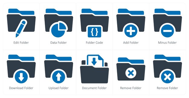 Een set van 10 mappen iconen als bewerken map gegevens map map code