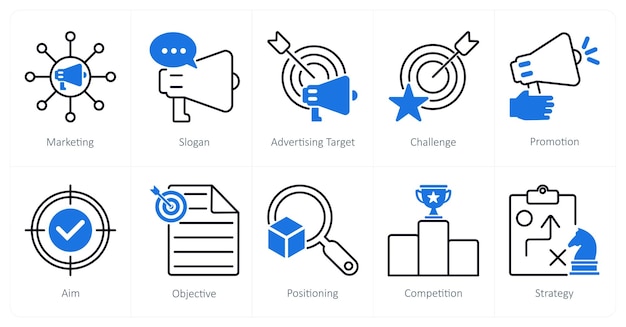Een set van 10 Mix-iconen als marketing slogan reclame-doel
