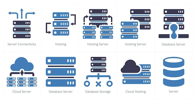 Een set van 10 webmarketing iconen als server connectiviteit hosting hosting server