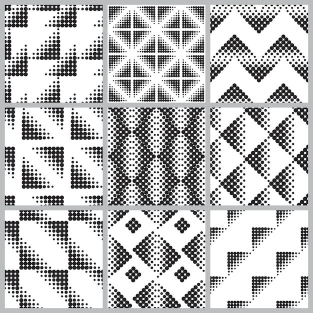 Een set van abstracte patronen Vector halftone punten