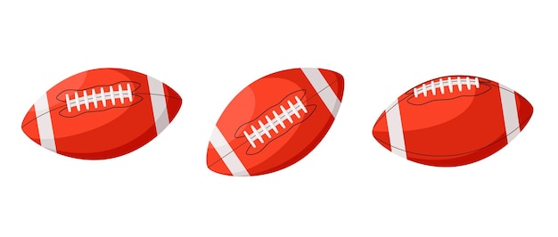 Een set van American football ballen op een witte achtergrond.