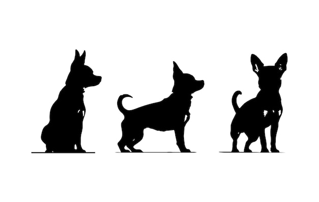 Een set van chihuahua hond silhouet vector