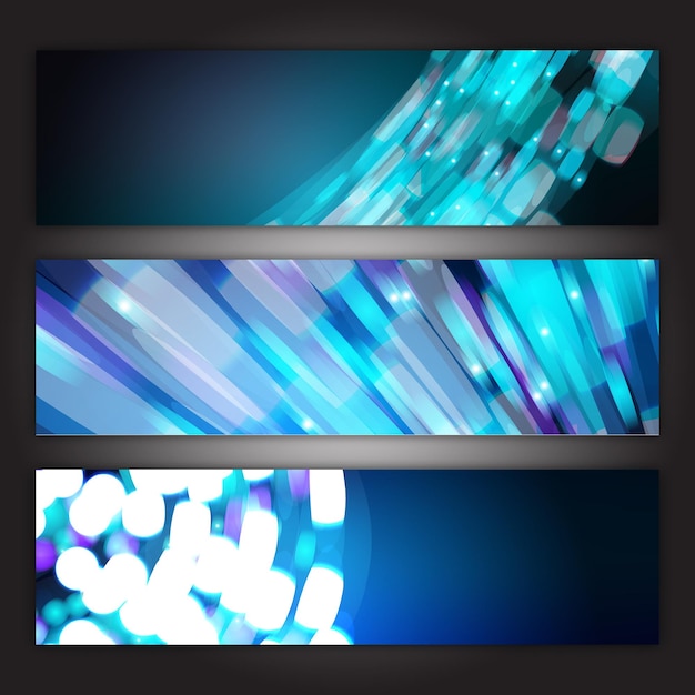 Een set van drie abstracte veelkleurige achtergronden van abstracte heldere energieke moderne digitale texturen