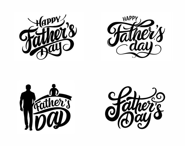 Een set van drie logo's voor vadersdag en vadersdag
