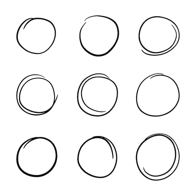 Een set van handgetekende cirkels Doodle getekende cirkels Vectorillustratie