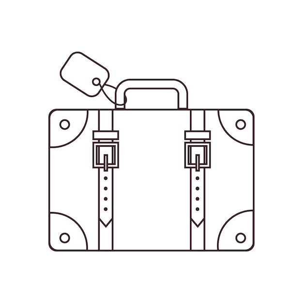 Een set van heldere reisbagage in lijnstijl geïsoleerd op een witte achtergrond Vectorillustratie