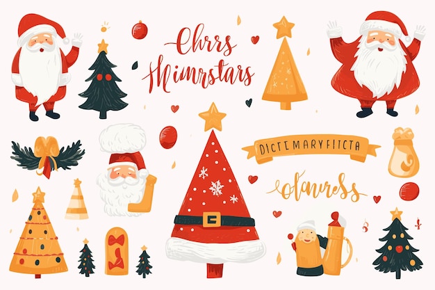 Een set van kerst element Stock Illustratie