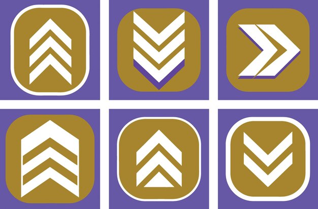 Een set van rechter-links-op-naar-onder PNG pijlen in Flat Vector Illustratie geometrisch abstract ontwerp