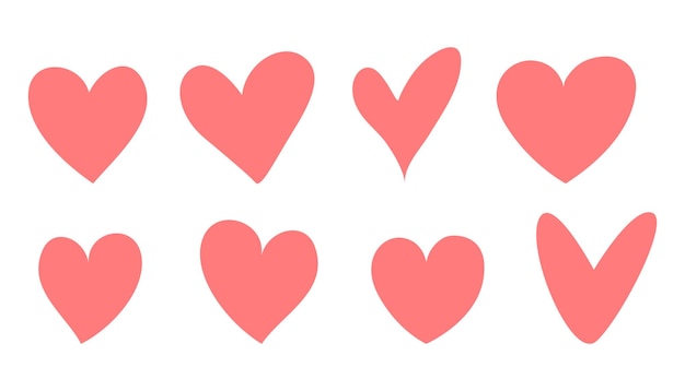 Een set van roze hartjes Een symbool van liefde Afbeelding gemarkeerd op een witte achtergrond