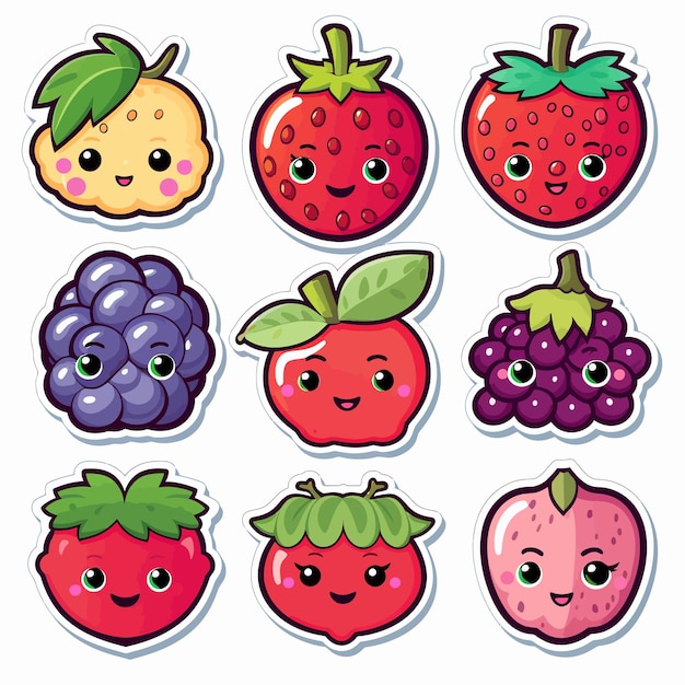 Een set van verschillende soorten fruit, waaronder frambozen, frambozen en bosbessen.