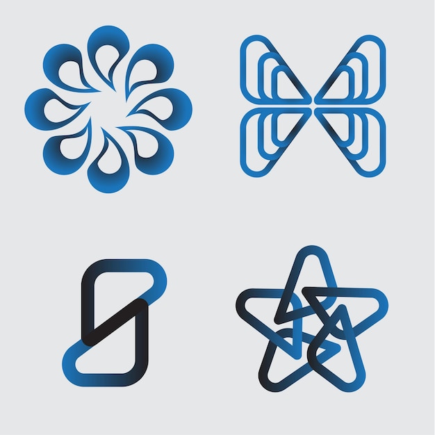 Een set van vier logo iconen