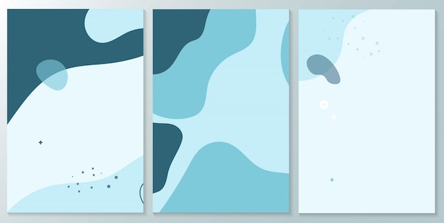 Een set van vier posters met blauwe en witte kleuren.