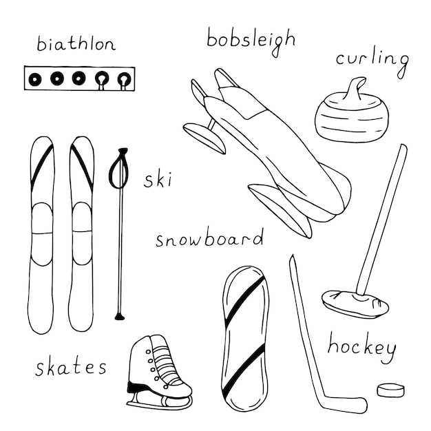 Een set vectorillustraties van wintersporten