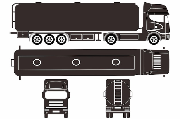 Vector een set vrachtwagens met op de voorkant het woord transport