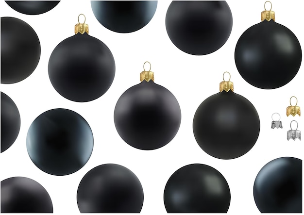 Vector een set zwarte kerstballen als set voor ontwerpers en illustratoren