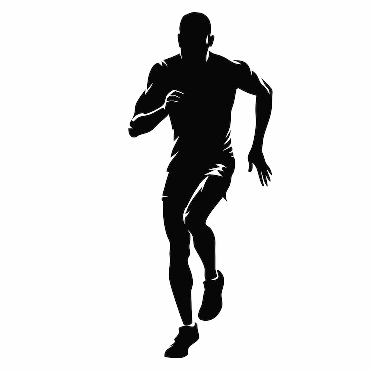 Vector een silhouet van een man die met een voetbal loopt