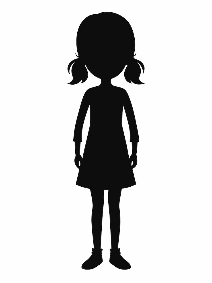 Vector een silhouet van een meisje met een jurk erop