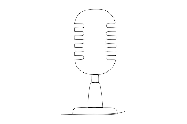 Een simpele microfoon voor een talkshow one line art