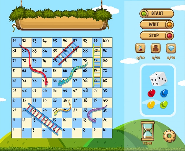 Vector een slangenladder game themplate