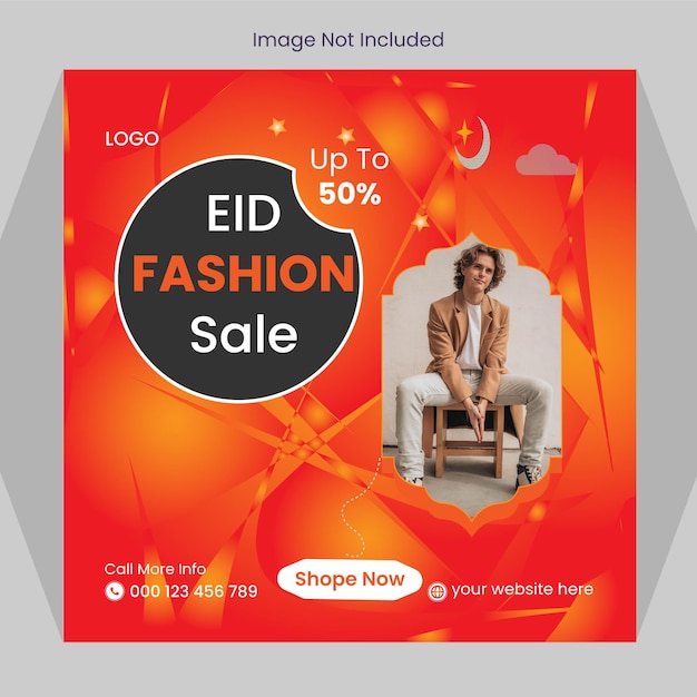 Een social media postontwerp voor een advertentie voor eid fashion sale