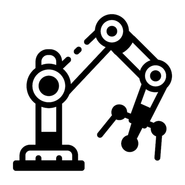 Een solide stijl icoon van robotic arm technologie