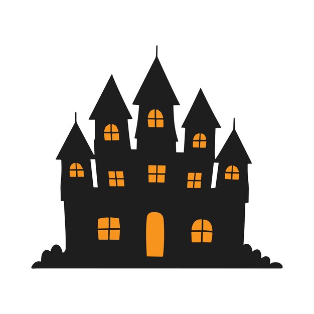 Een spookachtig huis silhouet vector voor Halloween