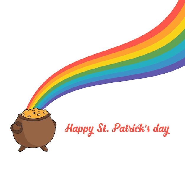 Vector een st. patrick's day-kaart de pot met munten rainbow vector illustratie voorraad vector