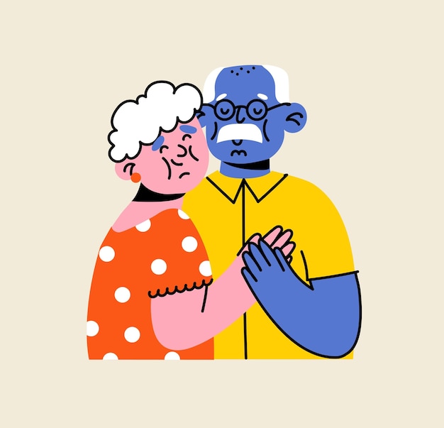 Een stel schattige oudere paren, gelukkige senioren samen.