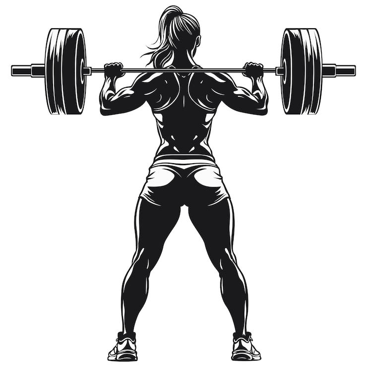 Vector een sterke vrouw die gewichtheffen beoefent om haar fitness en krachttraining te verbeteren