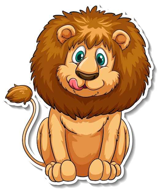Een stickersjabloon van een stripfiguur van een leeuw