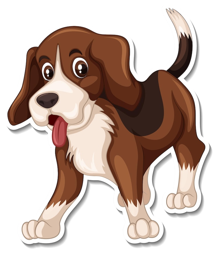 Vector een stickersjabloon van een stripfiguur voor honden