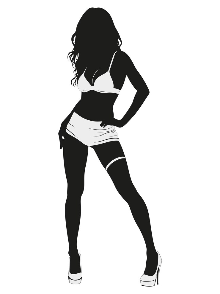 Vector een stijlvol silhouet dat de essentie van mode, schoonheid en elegantie in prachtige lingerie overbrengt
