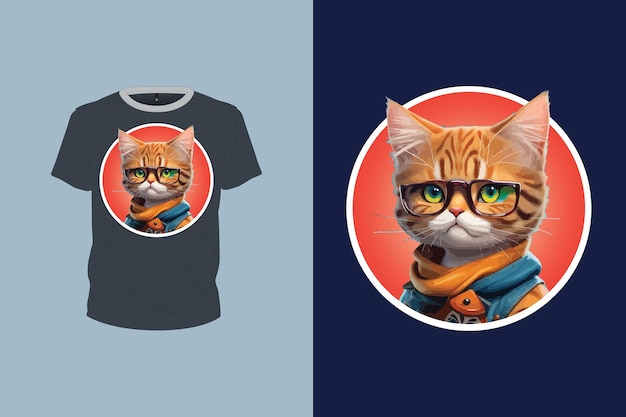 Een stijlvolle kat illustratie voor t-shirt ontwerp bewerkbare print gereed vector bestand