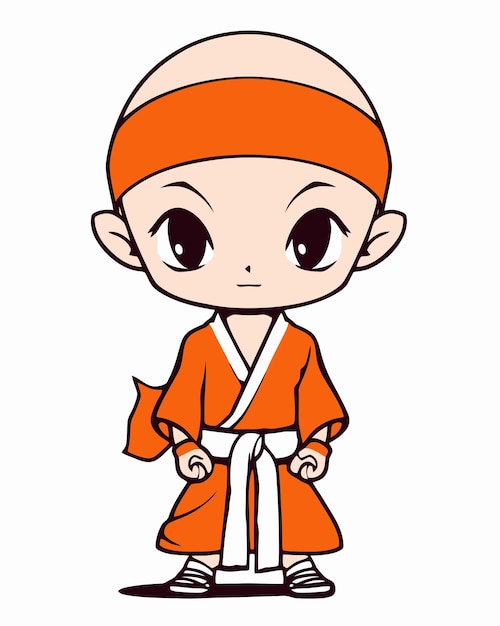 een stripfiguur in een oranje karate-outfit