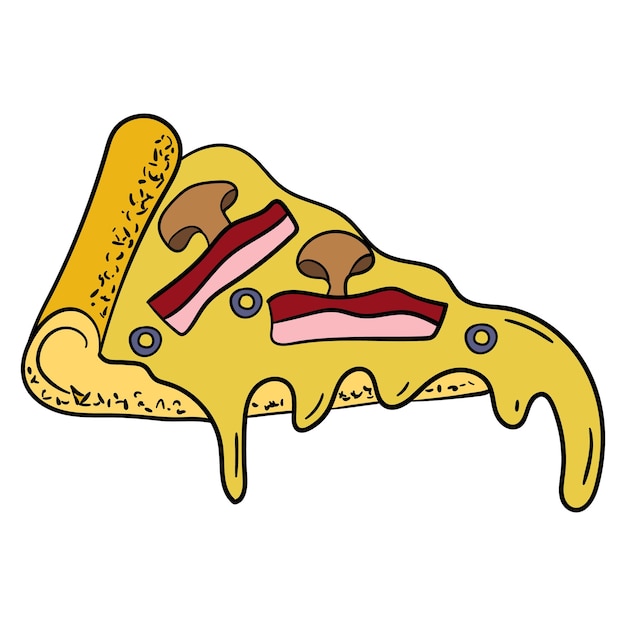 Een stuk pizza met kaas vectorillustratie