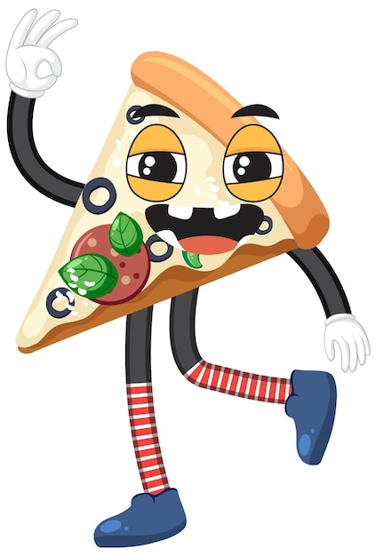 Vector een stuk pizza stripfiguur