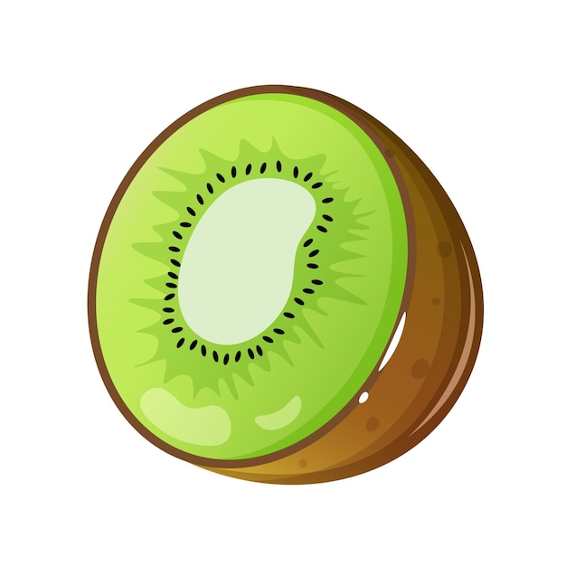 Een stukje kiwi geïsoleerd op witte achtergrond Cartoon vector illustratie
