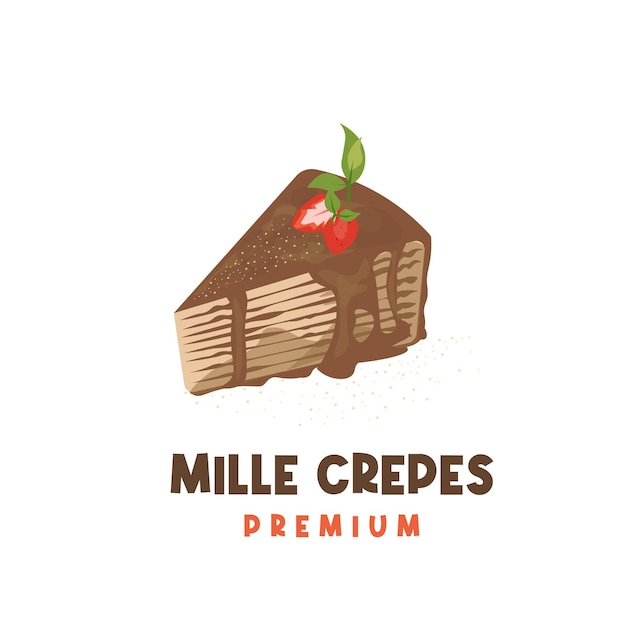 Een stukjes chocolade mille pannenkoeken met gesmolten chocolade vector illustratie logo